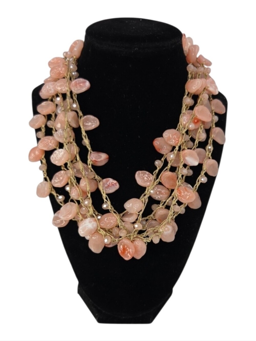 💕▪️Camila Coelho ▪️Multi-Strand Pink Semi Precious Stone Layered Necklace